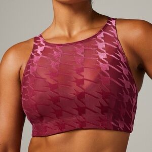 Savage x Fenty Risque Taker Houndstooth Impact Sports Bra Poinsettia Red Plum- S